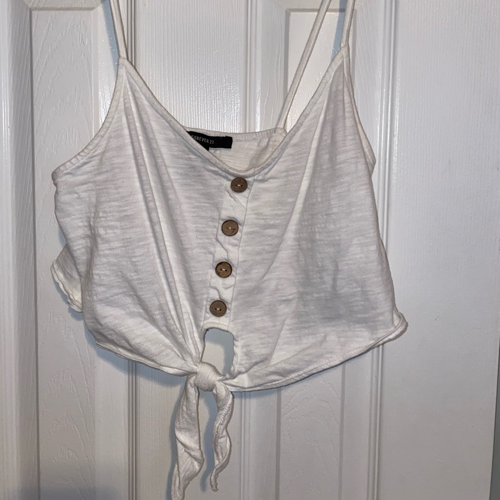 Cropped tie front tank
